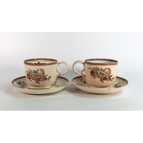 14 - J.F wileman Mammoth cup & saucer, four seasons pattern with mammoth moustache cup and saucer ( 4piec... 