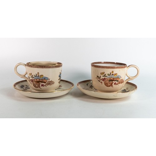 14 - J.F wileman Mammoth cup & saucer, four seasons pattern with mammoth moustache cup and saucer ( 4piec... 