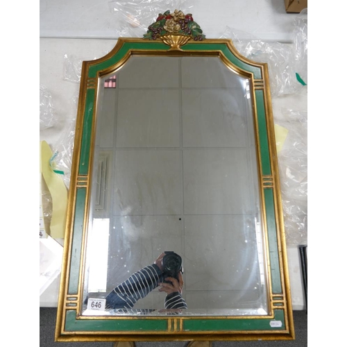 646 - Modern Art Deco Style Wall Mirror, made in Belgium, height 87.5cm, width 52cm