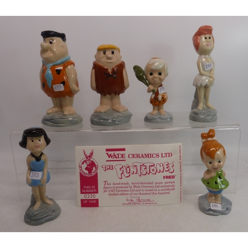 395 - A collection of 6 Wade Flinstones figures to include Fred, Wilma, Barney, Betty, Bamm bamm & Pebbles... 