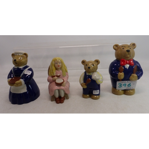 396 - A collection of Wade figures to include Goldilocks, Daddy Bear, Mummy Bear & Baby Bear (4)