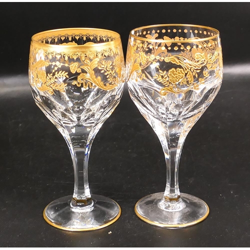 37 - Two De Lamerie Fine Bone China heavily gilded Non Matching Wine Glasses, specially made high end qua... 