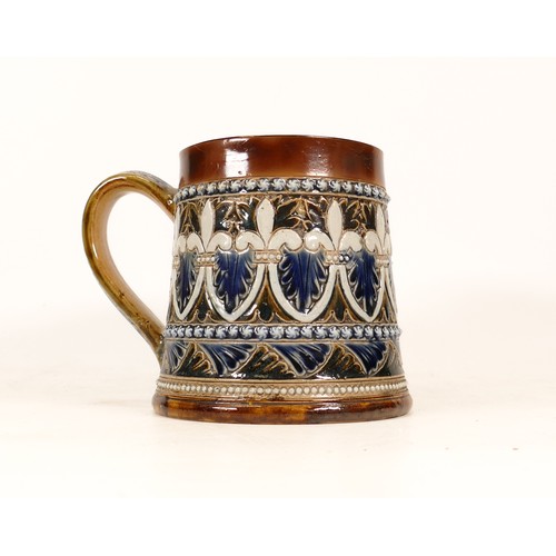 229 - Doulton Lambeth Stoneware Mug. Base is inscribed E.S and RB and 1876. Height: 12cm