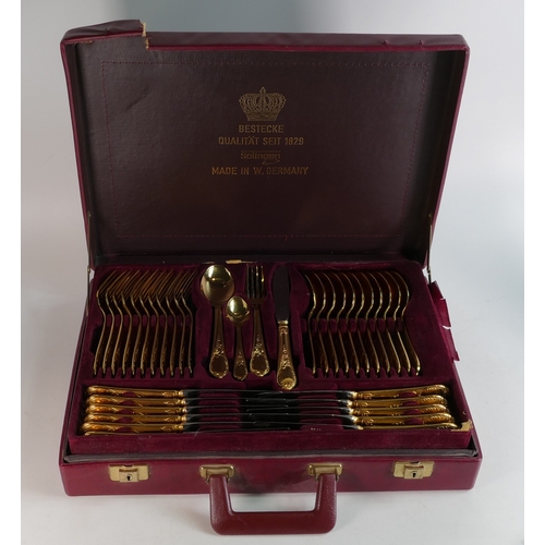 737 - Bestecke Solingen Germany cutlery set. Gold plated high quality 70 piece set for 12 place settings. ... 