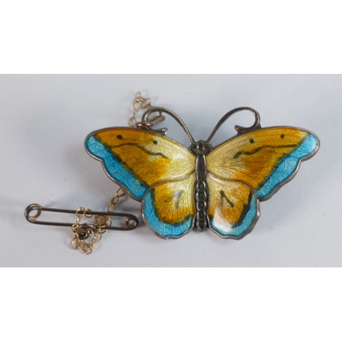 804 - Norwegian Silver/enamel butterfly brooch.