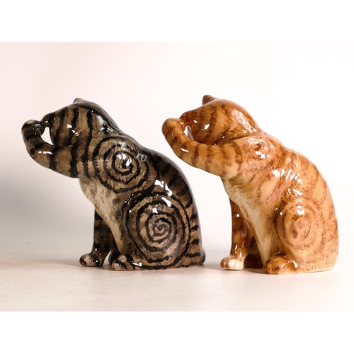 93 - Beswick ginger & grey Swiss Roll cats 1877. (2)