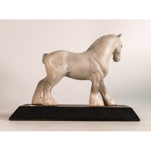 120 - Beswick rare satin matt Whitbread Shire horse mounted on wood plinth, h.17cm.