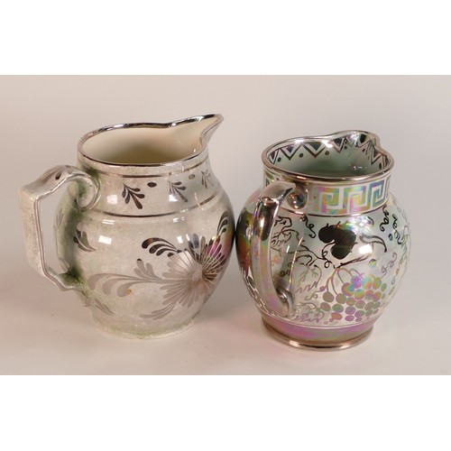 208 - Two Gray's Pottery Lustre jugs, painted in designs contemporary to Susie Cooper. Height of tallest 1... 