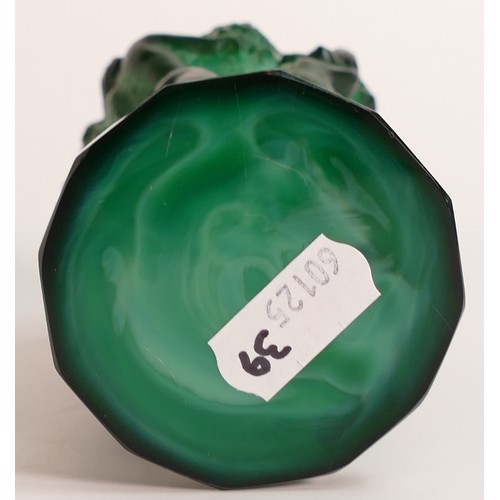 210 - An Art Deco Malachite Glass Vase - attributed to C. Schlevogt. Height 12.5cm.