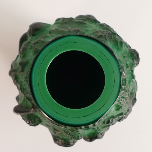 210 - An Art Deco Malachite Glass Vase - attributed to C. Schlevogt. Height 12.5cm.