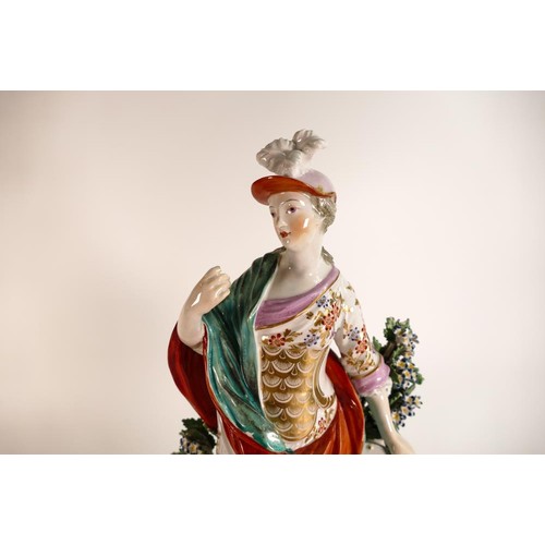 218 - Derby soft-paste porcelain figure of Minerva, c.1780 . Decorated in underglaze turquoise, red and pi... 