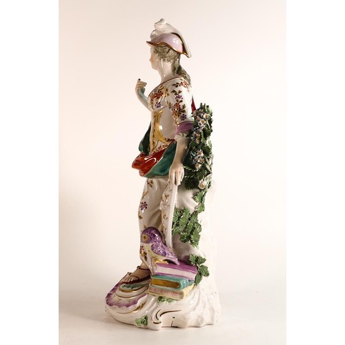 218 - Derby soft-paste porcelain figure of Minerva, c.1780 . Decorated in underglaze turquoise, red and pi... 