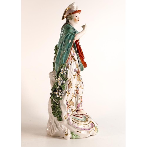 218 - Derby soft-paste porcelain figure of Minerva, c.1780 . Decorated in underglaze turquoise, red and pi... 