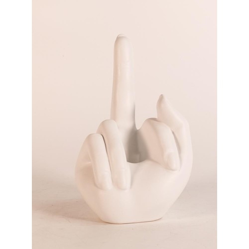 226 - Anissa Kermiche candlestick in the form of a hand with a raised middle finger 'French For Goodnight'... 