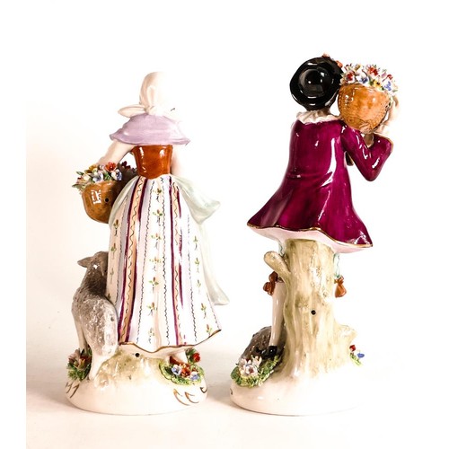 235 - Pair of Sitzendorf continental figures of flower sellers, height 18.5cm (2)