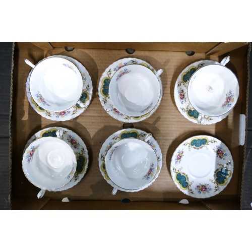 760 - Royal Albert, Berkeley pattern tea and dinner ware to include six tea trios (one cup a/f) together w... 