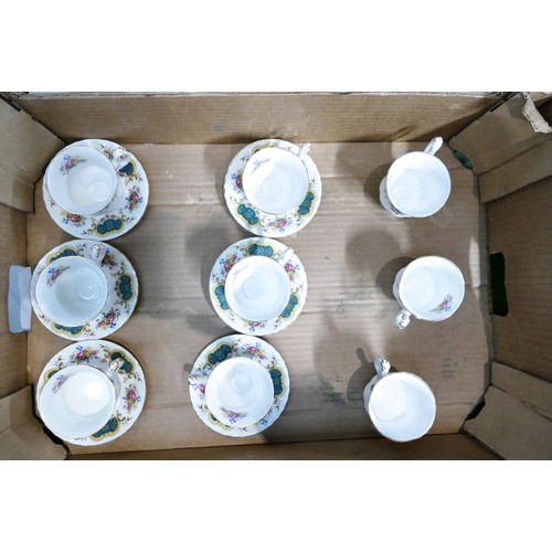 760 - Royal Albert, Berkeley pattern tea and dinner ware to include six tea trios (one cup a/f) together w... 