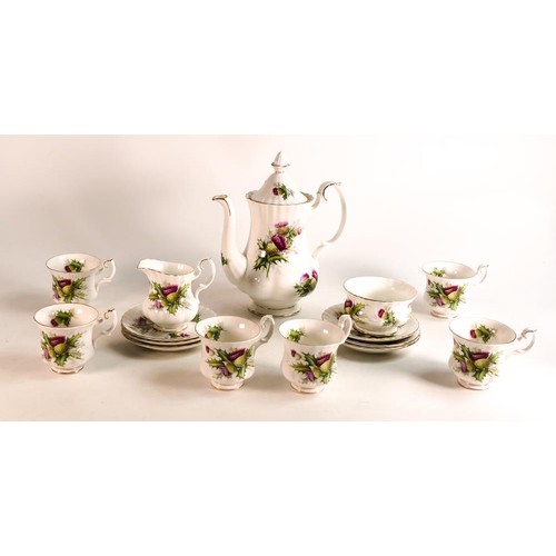 763 - Royal Albert Highland Thistle coffee set (15)