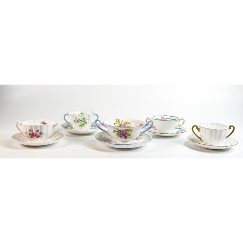 774 - Wileman & Shelley Bouillon cups & saucers, various shapes to include Ludlow x 2, Royal pattern 8146,... 