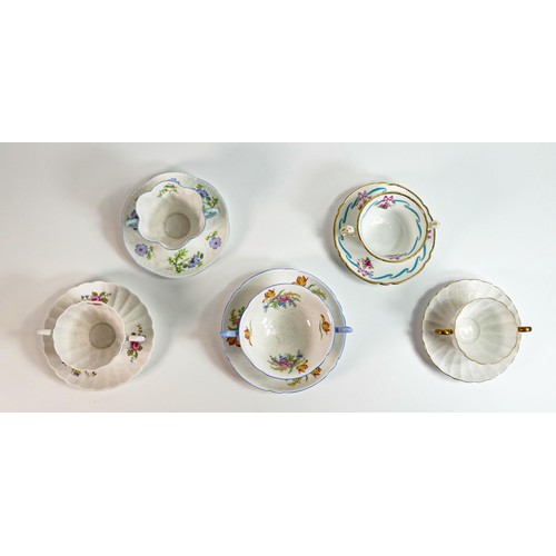 774 - Wileman & Shelley Bouillon cups & saucers, various shapes to include Ludlow x 2, Royal pattern 8146,... 