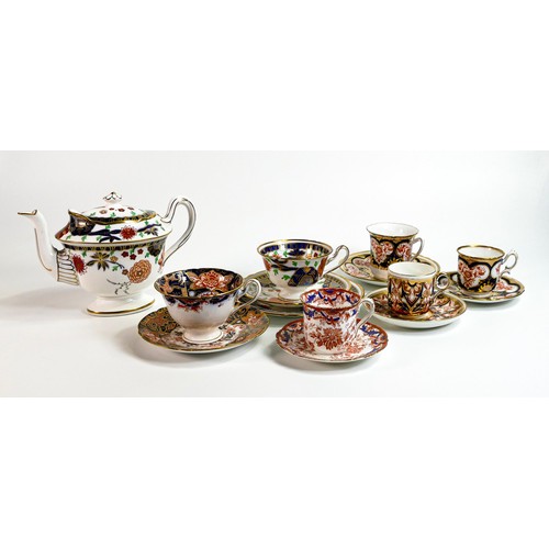 777 - Wileman Foley & Shelley trio tea pot, 2 cups & saucers, 3 coffee cups & saucers. Patterns 8524, 7223... 