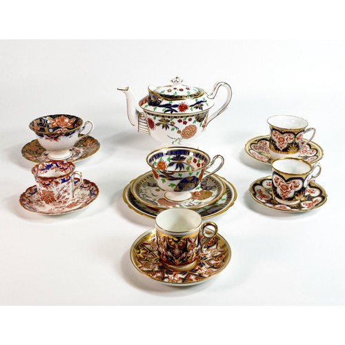 777 - Wileman Foley & Shelley trio tea pot, 2 cups & saucers, 3 coffee cups & saucers. Patterns 8524, 7223... 