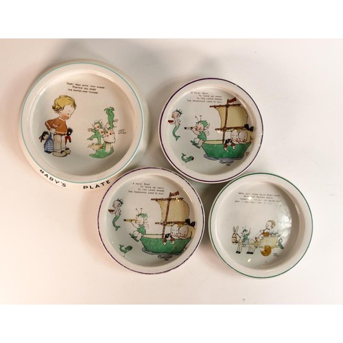 818 - A collection of Shelley Mabel Lucie Attwell Oatmeal bowls & similar baby's plate, diameter of larges... 