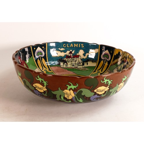 851 - Wileman & Co Intarsio bowl 3506. Shakespearean scenes to centre of bowl, floral decoration to outsid... 