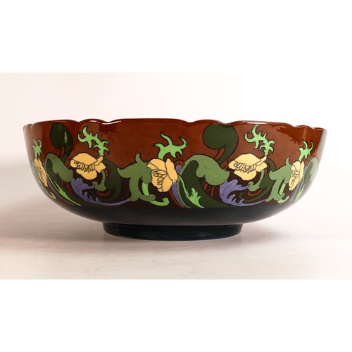 851 - Wileman & Co Intarsio bowl 3506. Shakespearean scenes to centre of bowl, floral decoration to outsid... 