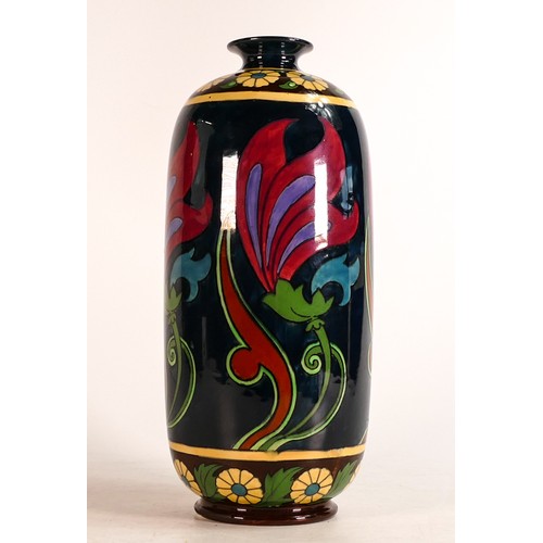 858 - Wileman & Co Intarsio vase 3562. Open flower design around body of vase. Height 23cm.