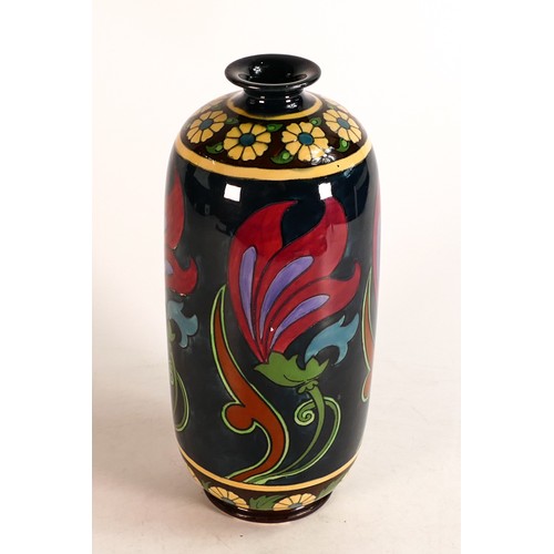 858 - Wileman & Co Intarsio vase 3562. Open flower design around body of vase. Height 23cm.