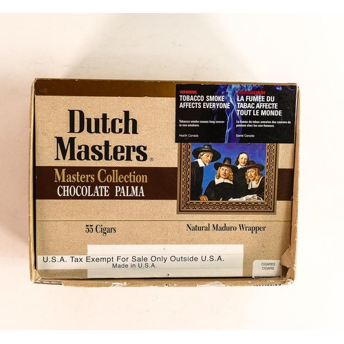 1906 - 34 Dutch Masters chocolate Palma Maduro cigars, approx. 5.5 in x 42 ring gauge. Made in USA. Box ope... 