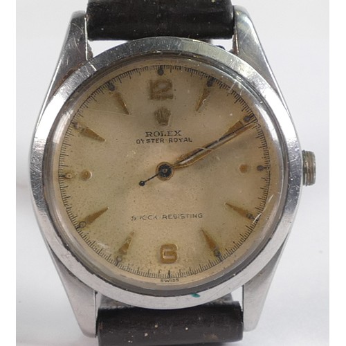 2060 - Rolex Oyster Royal stainless steel wristwatch, Guarantee dated 1955, watch no 6244/920097. d.3.25cm,... 