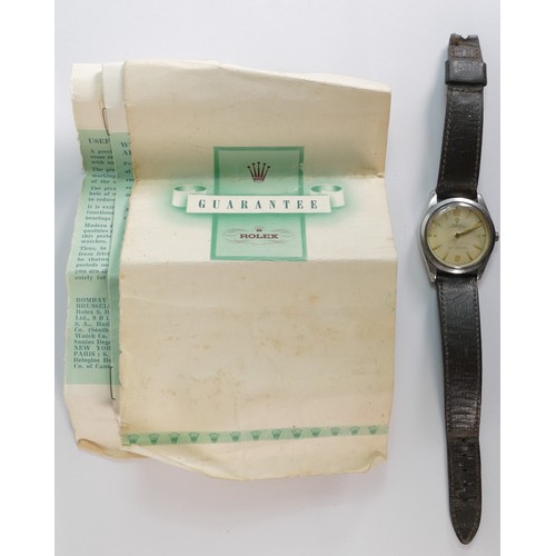 2060 - Rolex Oyster Royal stainless steel wristwatch, Guarantee dated 1955, watch no 6244/920097. d.3.25cm,... 