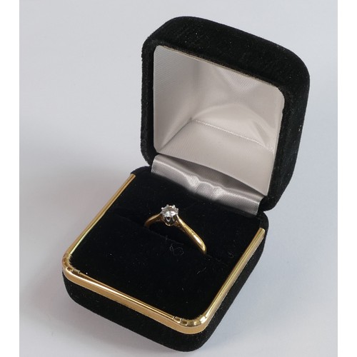 2219 - 18ct gold diamond solitaire ring, diamond .25ct, ring size N/O, 2.6g.