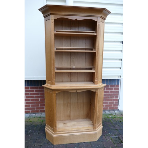 602 - Pendyrm Furniture of Looe Cornwall, Large Pine Corner Bookshelf with Unusual Secret Compartments. Pe... 