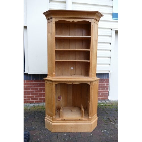 603 - Pendyrm Furniture of Looe Cornwall, Large Pine Corner Bookshelf with Unusual Secret Compartments. Pe... 