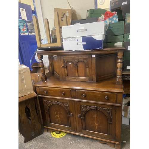 590 - Early 20th century Oak Court cupboard 124cm W x 48cm D, 135cm H