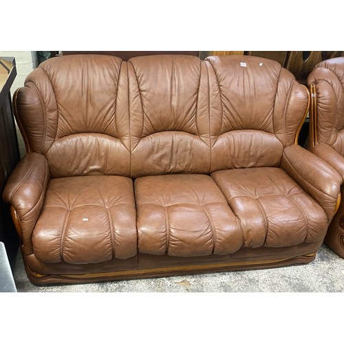 604 - Divani Italian leather 3 seater Sofa 183cm W x 100cm H x 63cm D