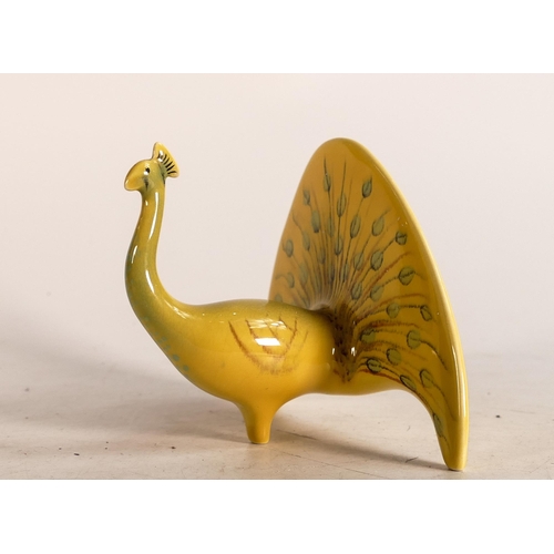 102 - Colin Melbourne for Beswick, a model of a Peacock in unusual yellow & green colours, h.9cm.