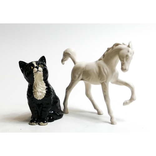 92 - Beswick seated Persian kitten 1886 and Royal Doulton satin matt foal. (2)