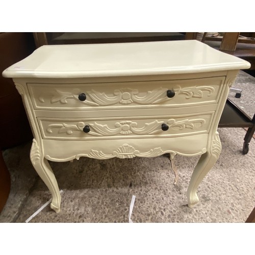 596 - French Antique painted chest of 2 drawers 84cm W x 80cm H