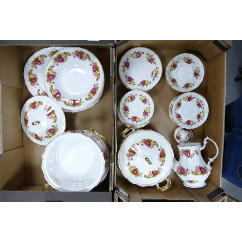 18 - A large collection of English Made Floral Tea & Dinnerware in the style of Old Country Rose pattern ... 