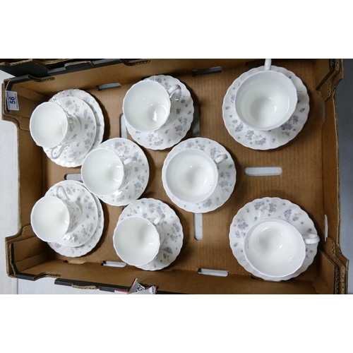 56 - Wedgwood April Flowers Patterned set of 8 Cups & Saucers