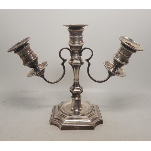 611 - Birmingham 1975, Barker Ellis Silver Co. Three branch hallmarked Sterling Silver candlestick holder,... 