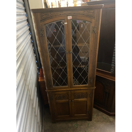 614 - Old Charm style glazed corner cabinet, 168cm H x 67cm W x 36cm D.