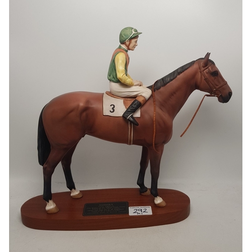 292 - Beswick Connoisseur model of Nijinsky with Lester Piggott up, reins a/f.