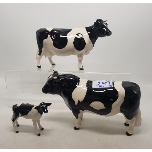 299 - Beswick Friesian family comprising bull 1439, cow 1362 and calf 1249C.