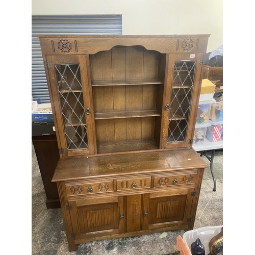 612 - Oak Old Charm style sideboard/dresser 181cm H x 123cm W x 46cm D.