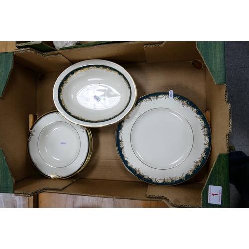 1 - Minton Grosvenor Open Veg Bowls x 2 , matching dinner plates x 6 & three Minton Newbury patterned pa... 